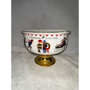 Charles Wysocki Christmas Love 2000 Footed Bowl Serving Dish Collectible
